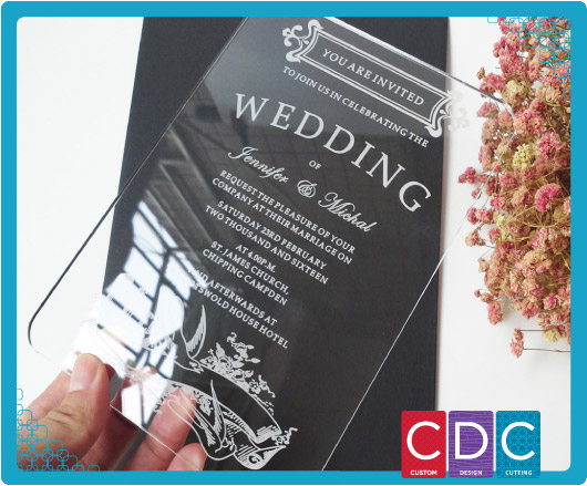 acrylic wedding invitatons - clear acrylic invitation card